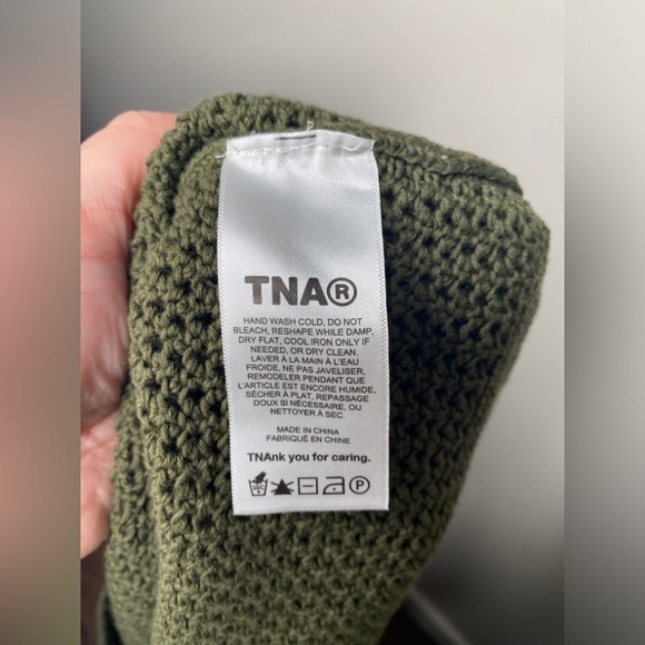 Aritzia TNA Alameda Crochet Crewneck Sweater // Fatigue - Picture 8 of 9